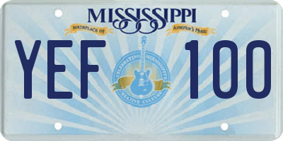 MS license plate YEF100