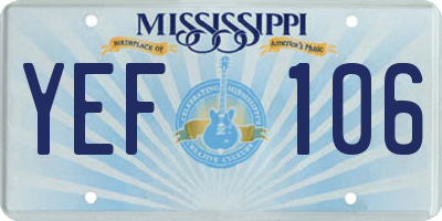 MS license plate YEF106