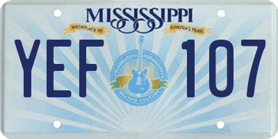 MS license plate YEF107