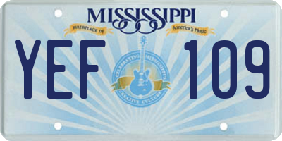 MS license plate YEF109