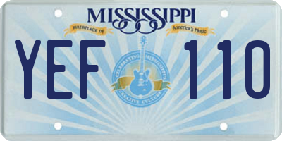 MS license plate YEF110