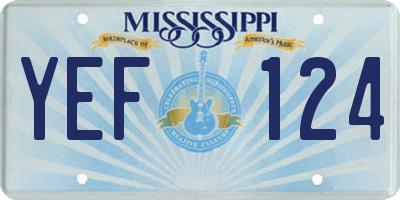 MS license plate YEF124
