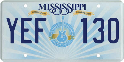 MS license plate YEF130
