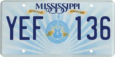 MS license plate YEF136