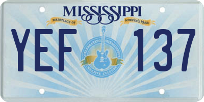 MS license plate YEF137