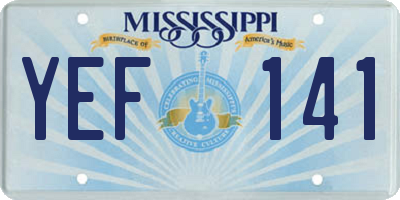 MS license plate YEF141