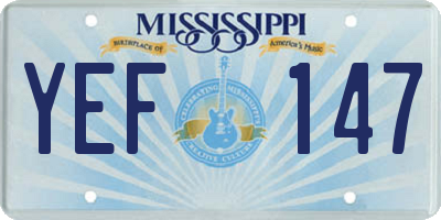 MS license plate YEF147