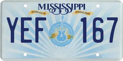 MS license plate YEF167