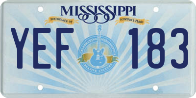 MS license plate YEF183