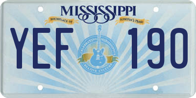 MS license plate YEF190