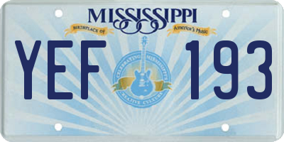 MS license plate YEF193