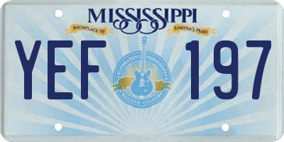 MS license plate YEF197