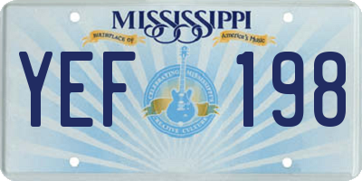 MS license plate YEF198