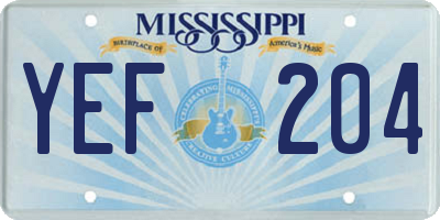 MS license plate YEF204