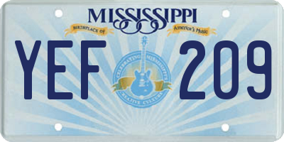 MS license plate YEF209