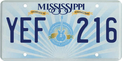 MS license plate YEF216