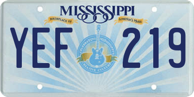 MS license plate YEF219