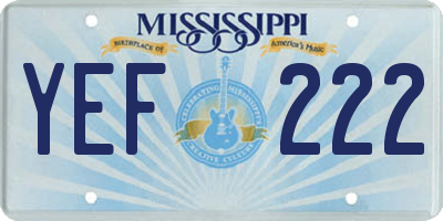 MS license plate YEF222