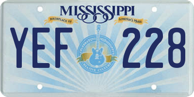 MS license plate YEF228