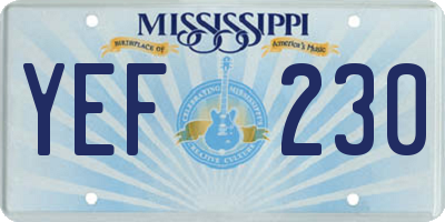 MS license plate YEF230