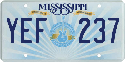 MS license plate YEF237