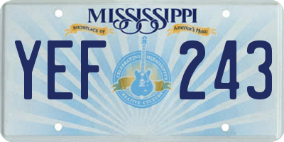 MS license plate YEF243