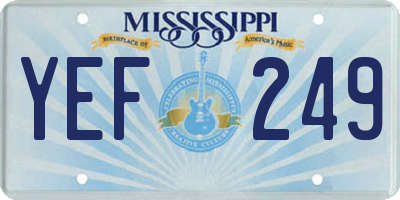 MS license plate YEF249