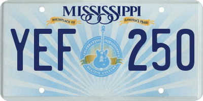 MS license plate YEF250