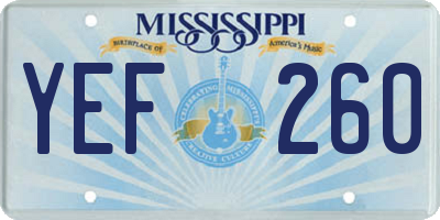 MS license plate YEF260