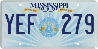 MS license plate YEF279
