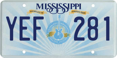 MS license plate YEF281