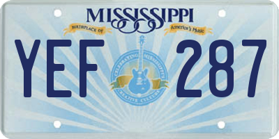 MS license plate YEF287