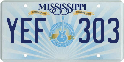 MS license plate YEF303