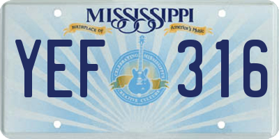 MS license plate YEF316