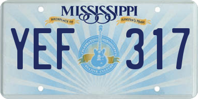 MS license plate YEF317