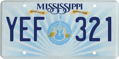MS license plate YEF321