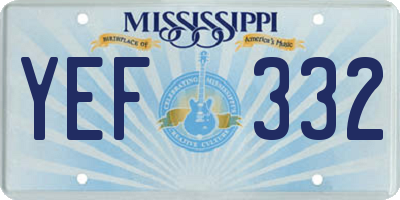 MS license plate YEF332