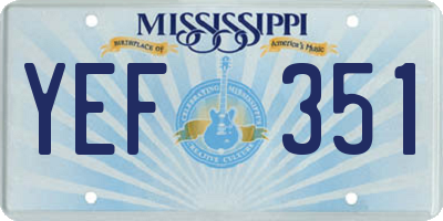 MS license plate YEF351