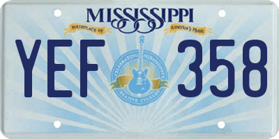 MS license plate YEF358