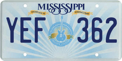 MS license plate YEF362