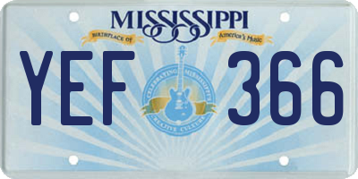 MS license plate YEF366
