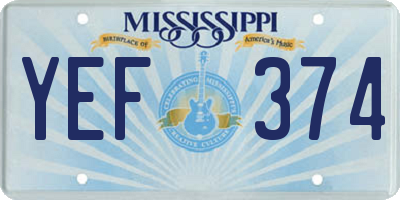 MS license plate YEF374