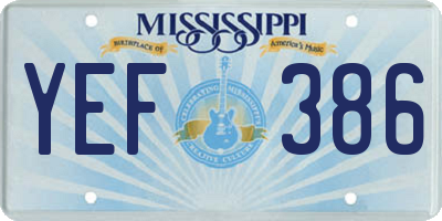 MS license plate YEF386
