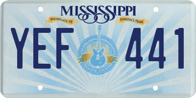 MS license plate YEF441