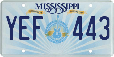 MS license plate YEF443