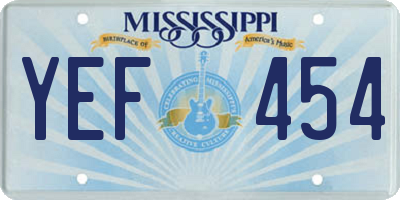 MS license plate YEF454