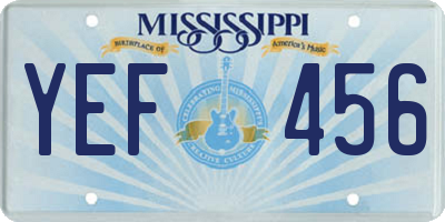 MS license plate YEF456