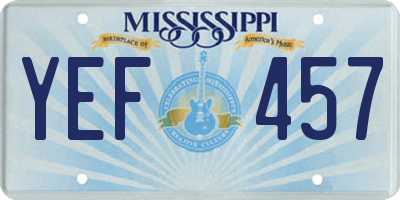 MS license plate YEF457
