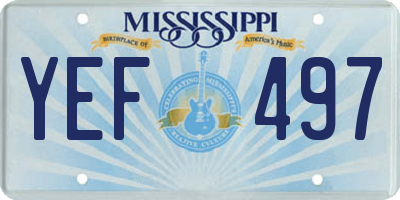 MS license plate YEF497