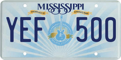 MS license plate YEF500